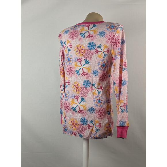 Joe Boxer L‎ Pink Snowflake Thermal Pajama Top Crew Neck Long Sleeves Sleep Cozy - Picture 4 of 7